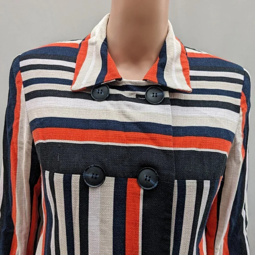 Jones New York Double Breasted Striped Blazer Jacket 8 Career Nautical Tailored - Picture 2 of 14